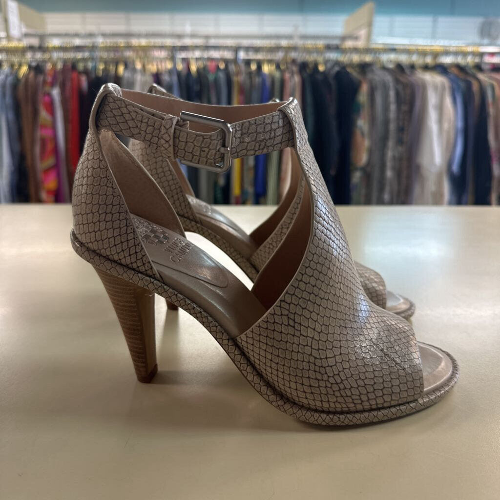 Vince Camuto Cream Snakeskin Frasper Heels 8