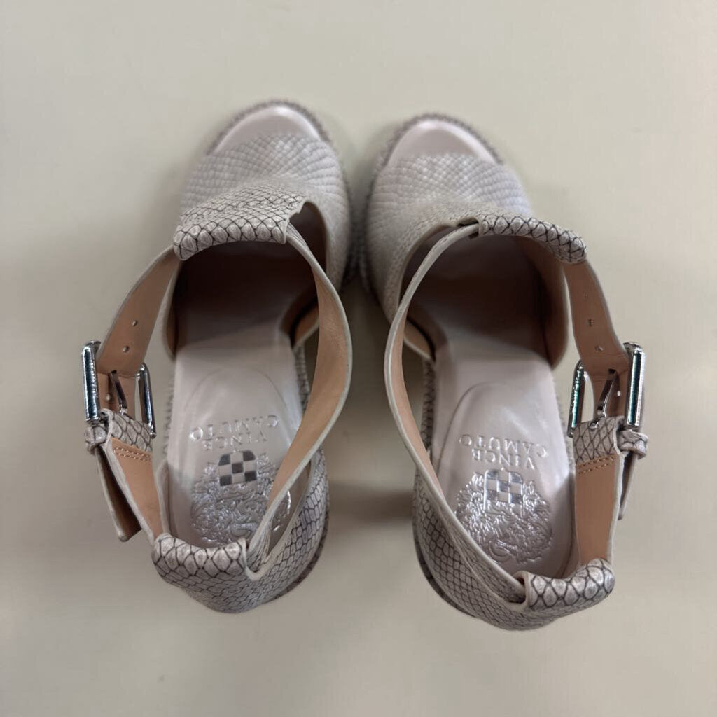 Vince Camuto Cream Snakeskin Frasper Heels 8