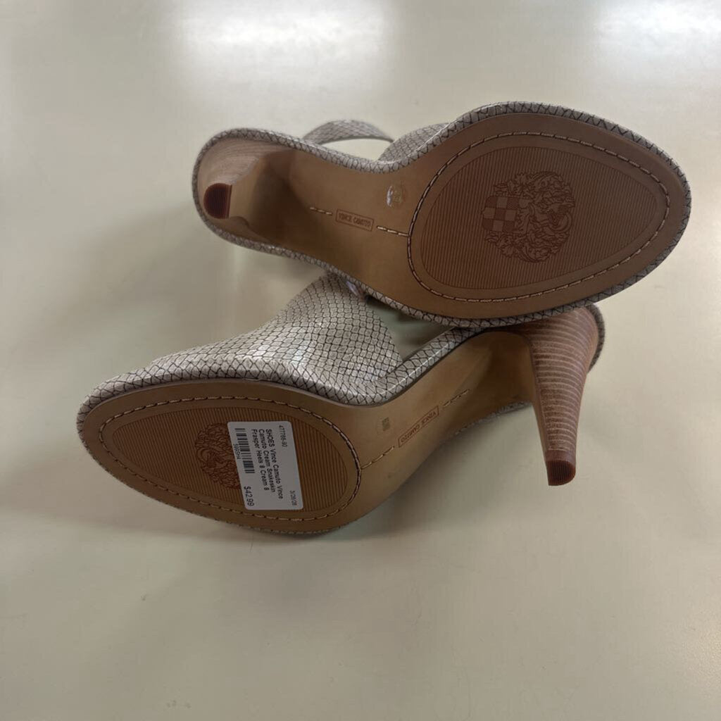 Vince Camuto Cream Snakeskin Frasper Heels 8