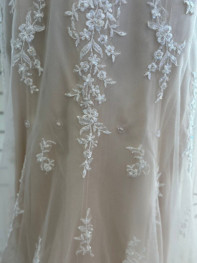 Maggie Sottero Ivory/ Champagne Lace Strapless Bridal Gown 6