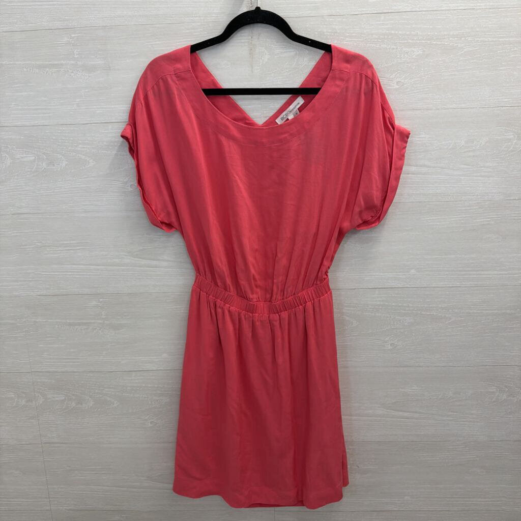 BCBG Pink Short Sleeve Cut Out Back Dress Small