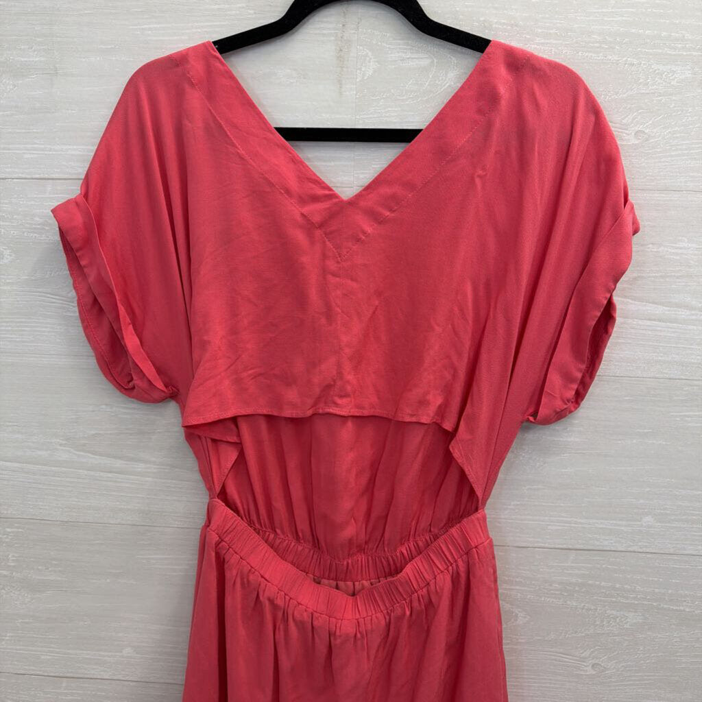 BCBG Pink Short Sleeve Cut Out Back Dress Small