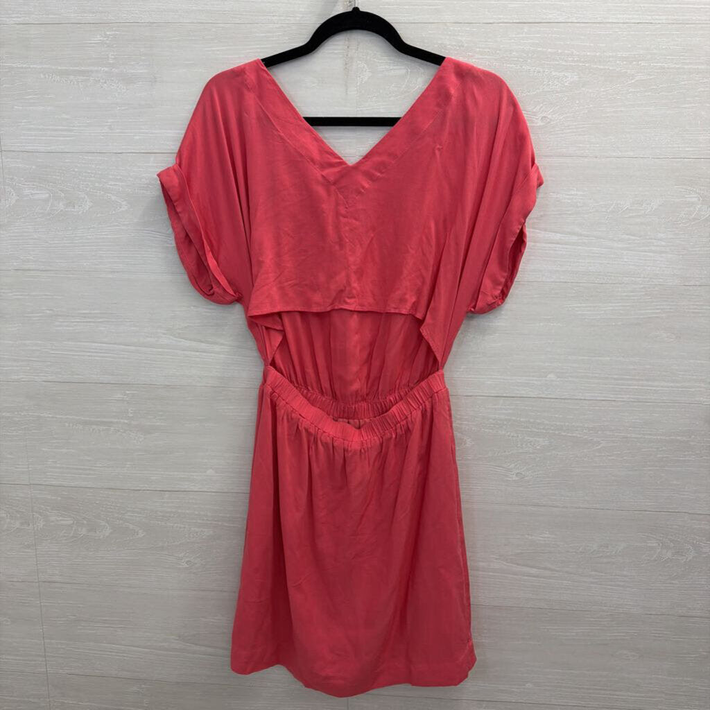 BCBG Pink Short Sleeve Cut Out Back Dress Small
