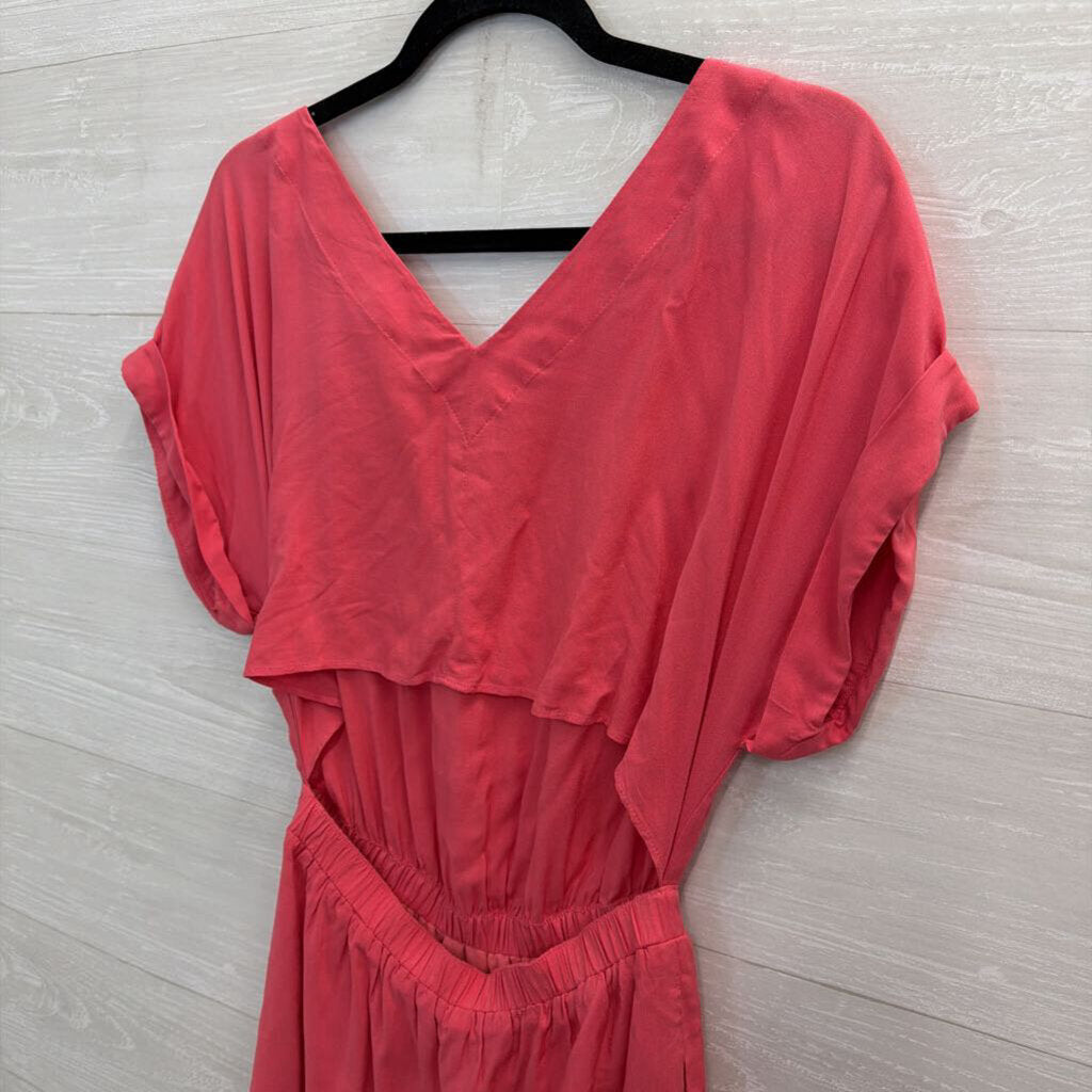 BCBG Pink Short Sleeve Cut Out Back Dress Small
