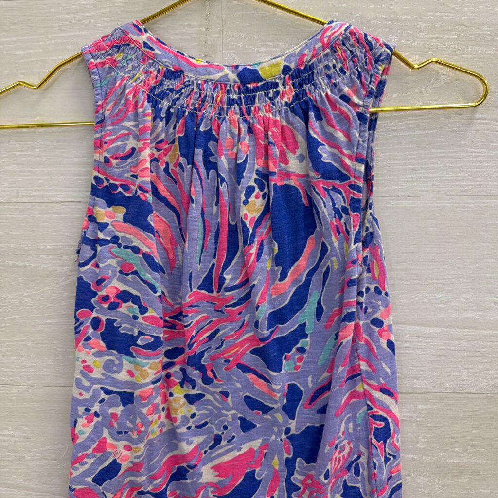 Lilly Pulitzer Blue/ Multi Print Henley Tank Top XXS