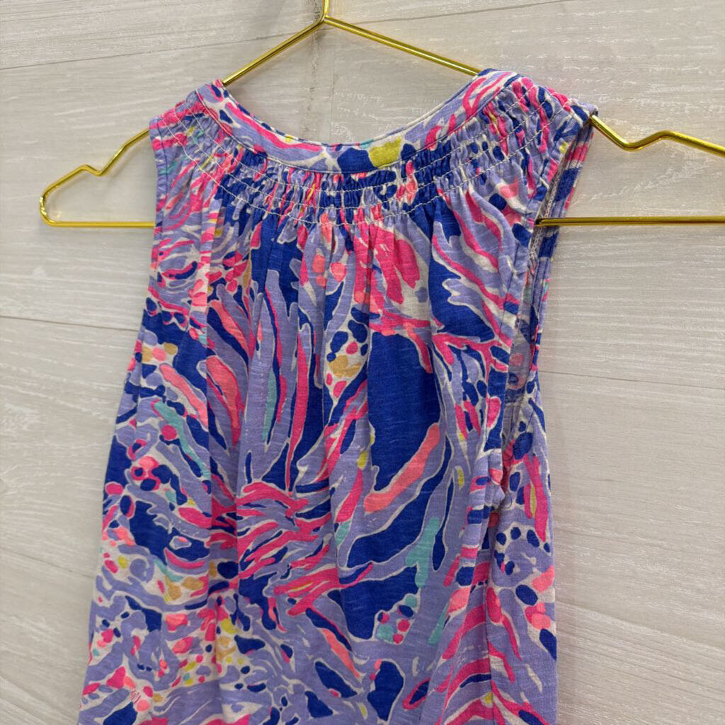 Lilly Pulitzer Blue/ Multi Print Henley Tank Top XXS