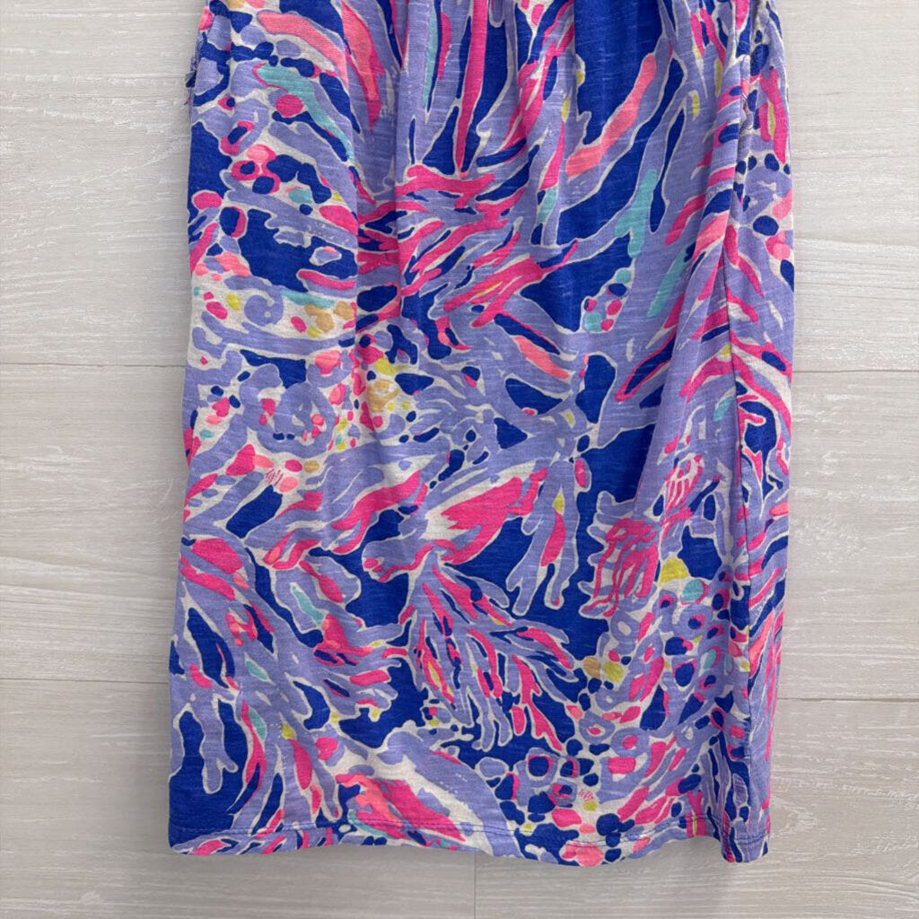 Lilly Pulitzer Blue/ Multi Print Henley Tank Top XXS