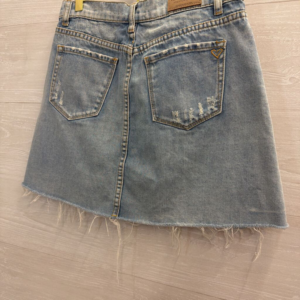Velvet Heart Denim Light Wash Pearl Studded Skirt 27