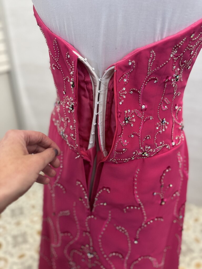 The Crown Collection Pink Strapless Beaded Long Formal Dress 8