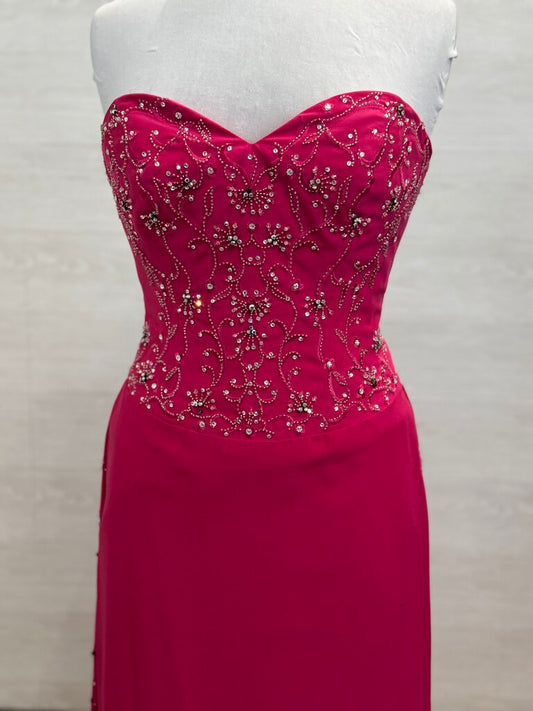 The Crown Collection Pink Strapless Beaded Long Formal Dress 8