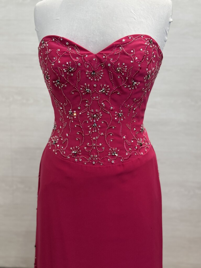 The Crown Collection Pink Strapless Beaded Long Formal Dress 8