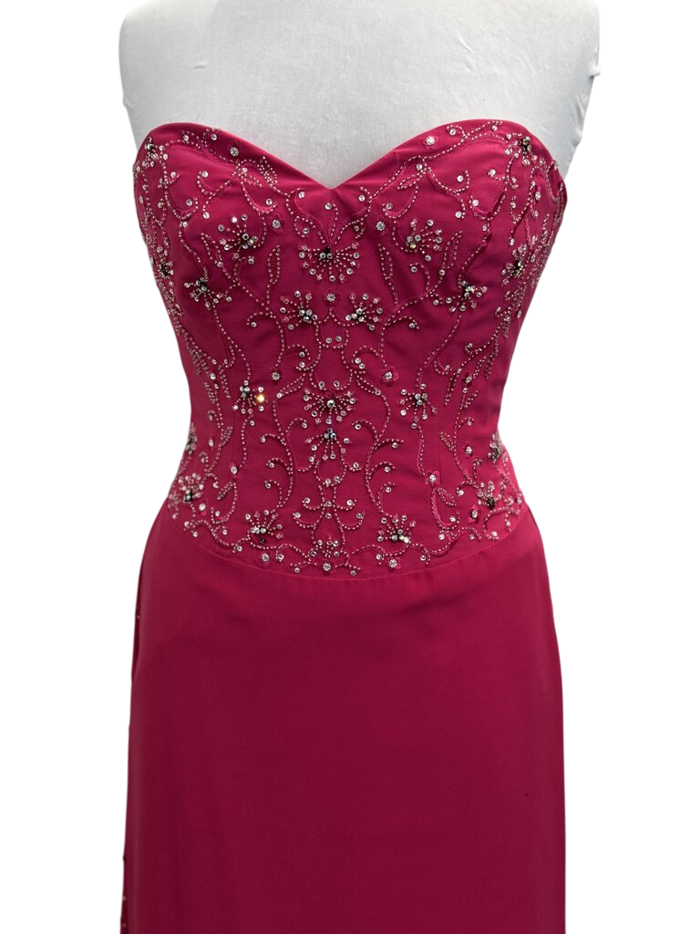 The Crown Collection Pink Strapless Beaded Long Formal Dress 8