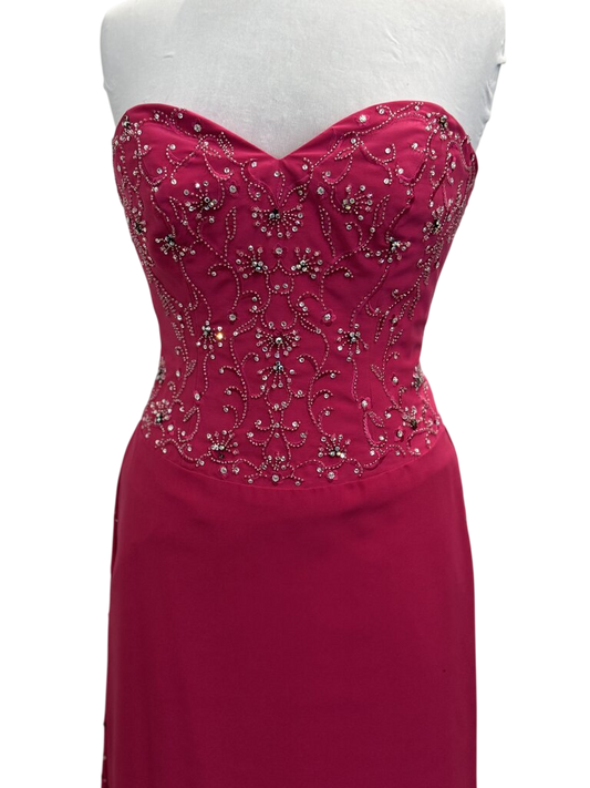The Crown Collection Pink Strapless Beaded Long Formal Dress 8