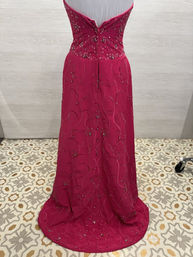 The Crown Collection Pink Strapless Beaded Long Formal Dress 8