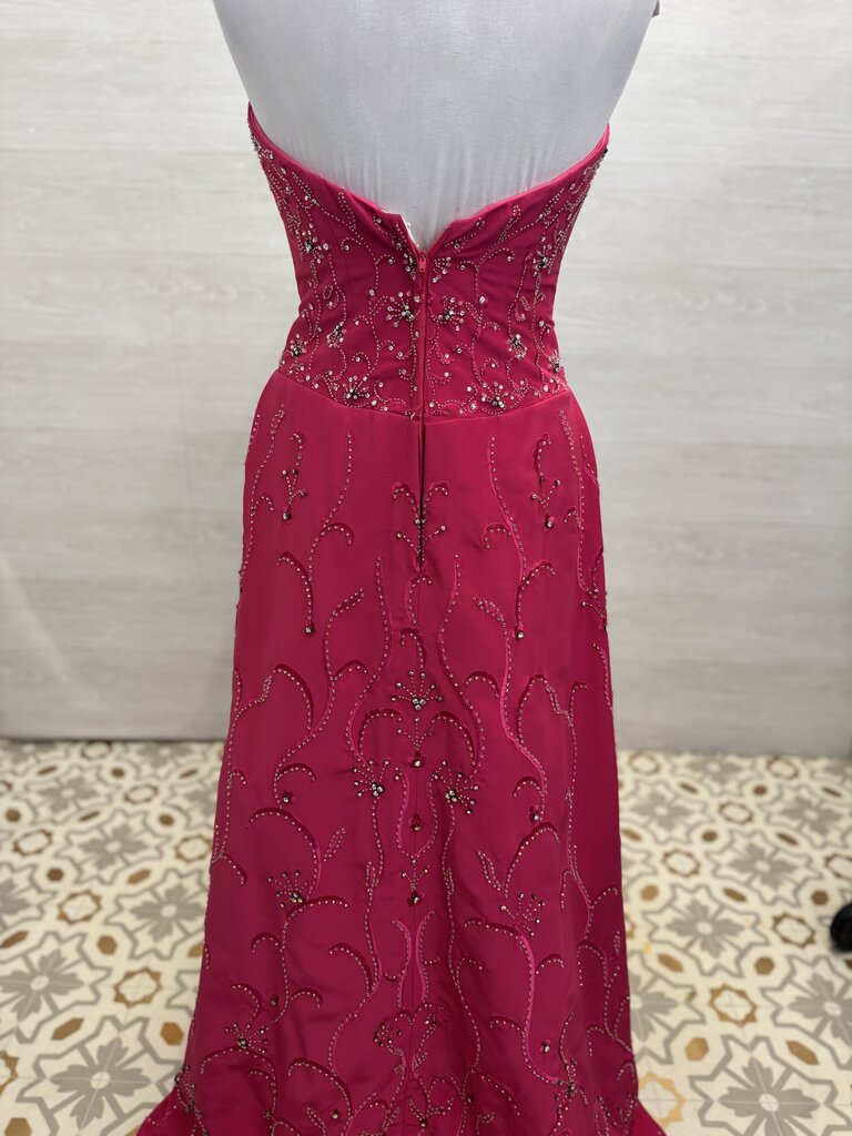 The Crown Collection Pink Strapless Beaded Long Formal Dress 8