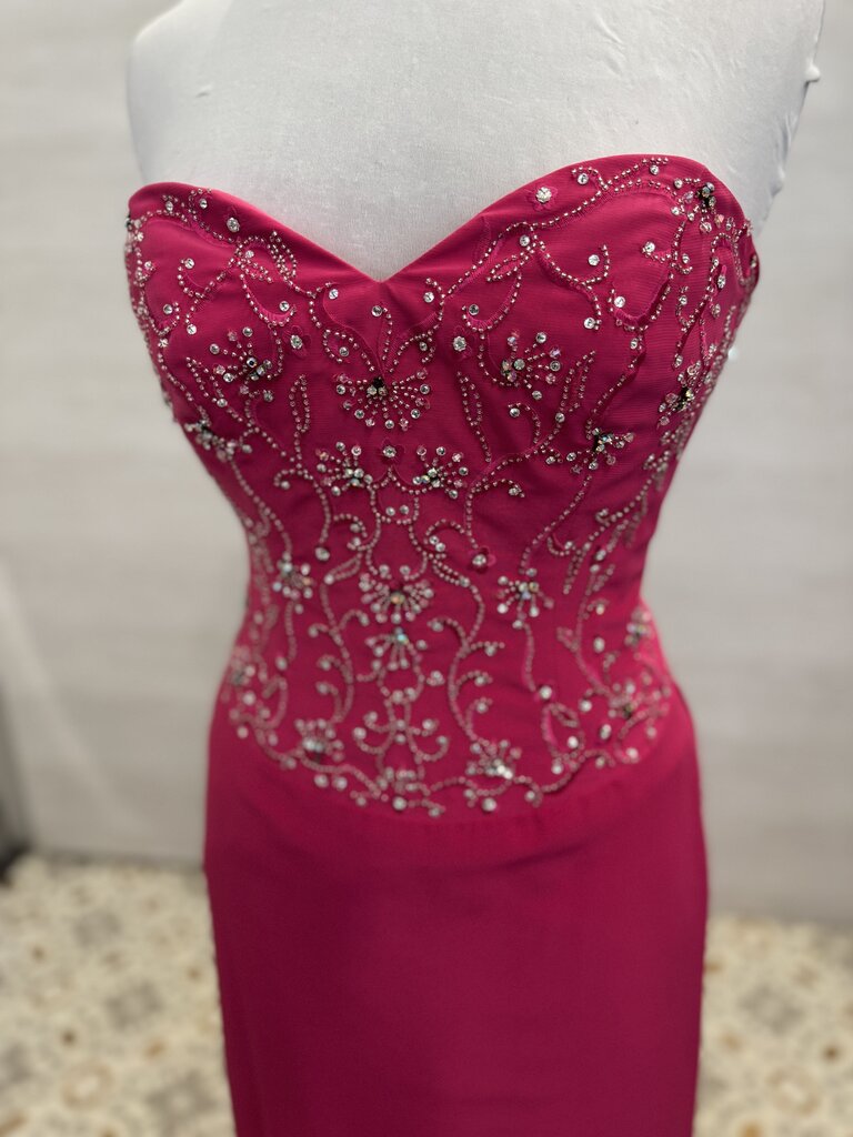 The Crown Collection Pink Strapless Beaded Long Formal Dress 8