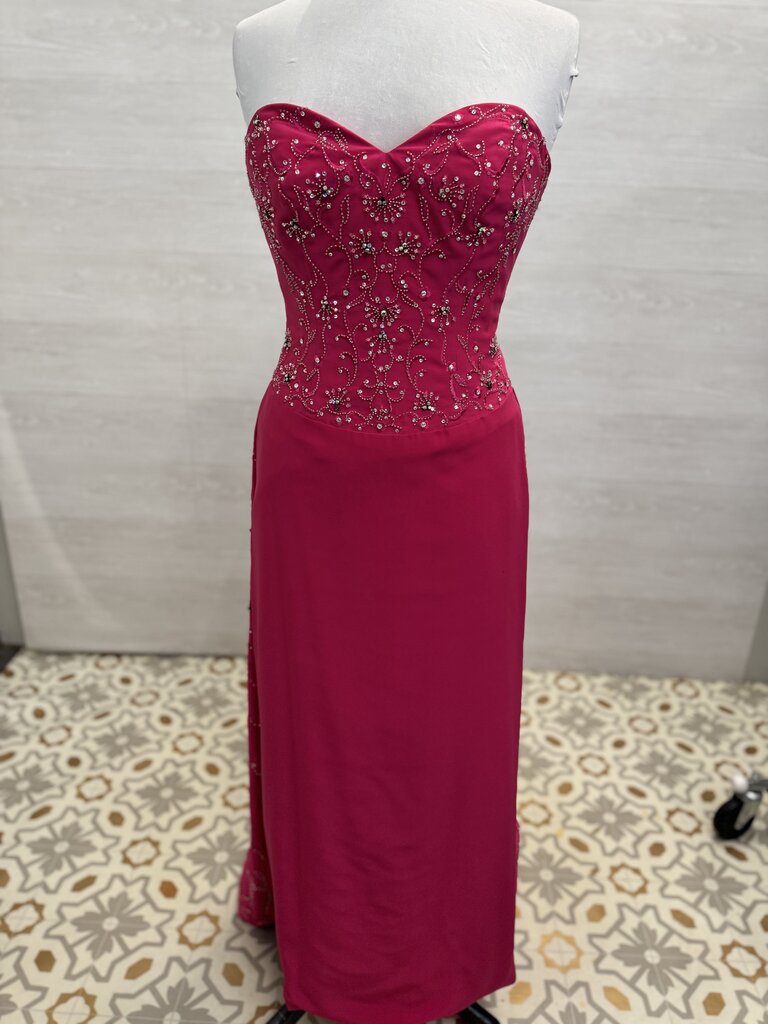 The Crown Collection Pink Strapless Beaded Long Formal Dress 8