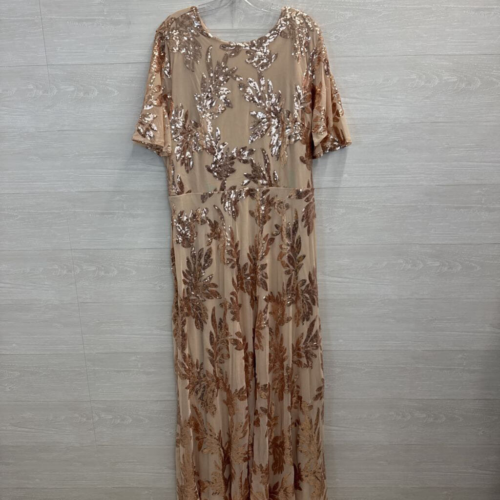 Baltic Born Rose Gold Muse Sequin Short Sleeve Maxi Dress 3XL