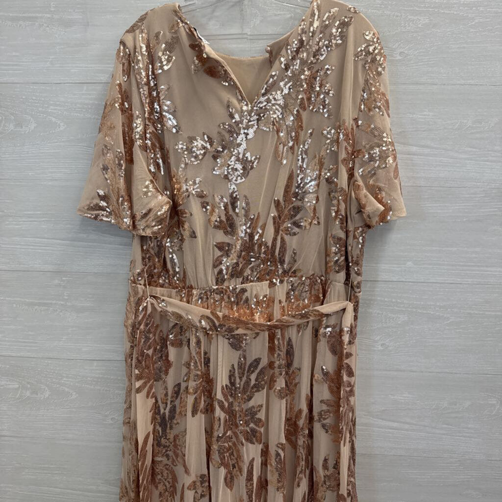 Baltic Born Rose Gold Muse Sequin Short Sleeve Maxi Dress 3XL