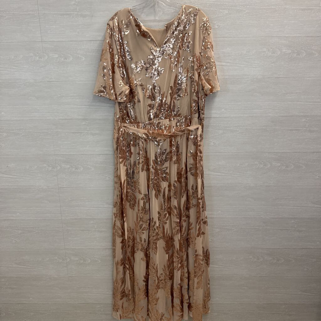 Baltic Born Rose Gold Muse Sequin Short Sleeve Maxi Dress 3XL