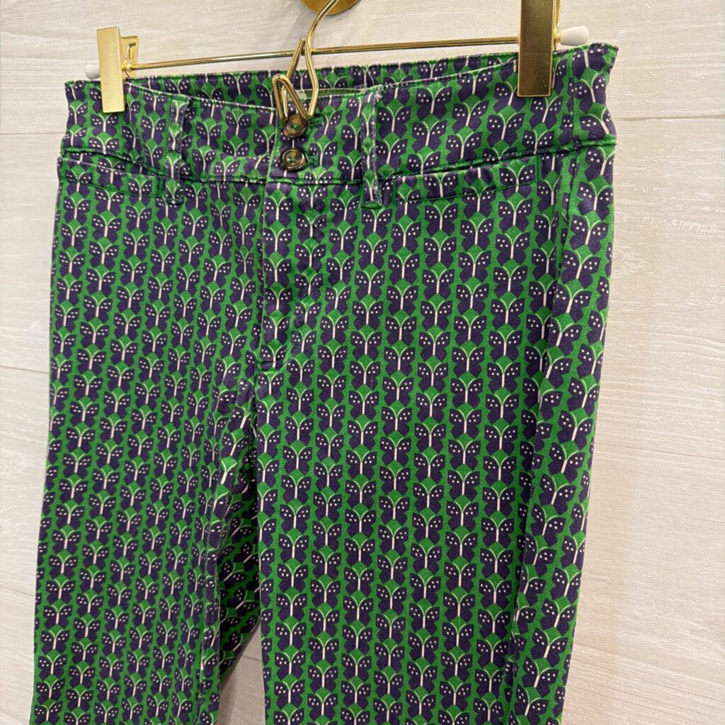 Anthropologie Green/ Navy The Essential Slim Butterfly Print Trouser Pants 0