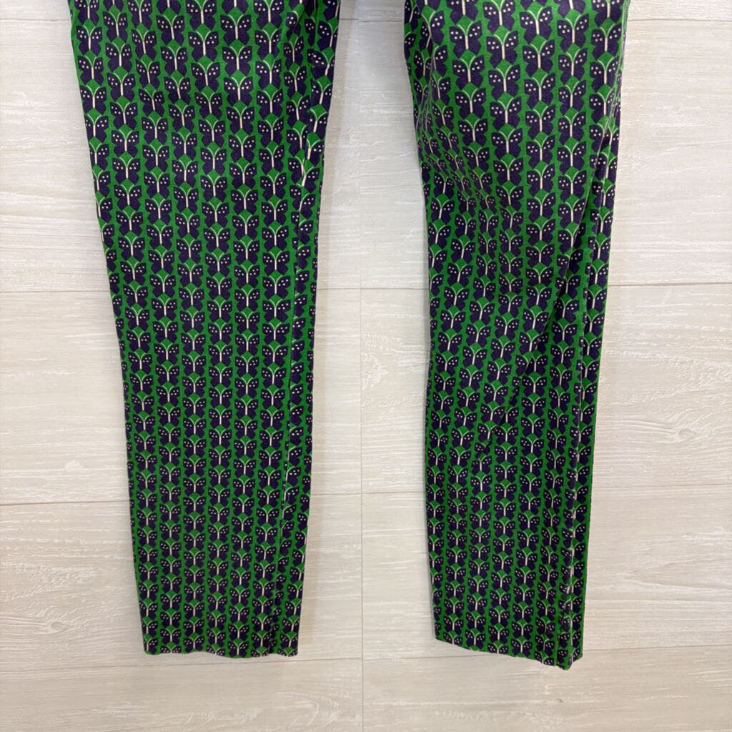 Anthropologie Green/ Navy The Essential Slim Butterfly Print Trouser Pants 0