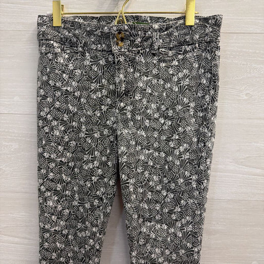 Anthropologie Grey/ White The Essential Slim Pineapple Print Trouser Pants 6