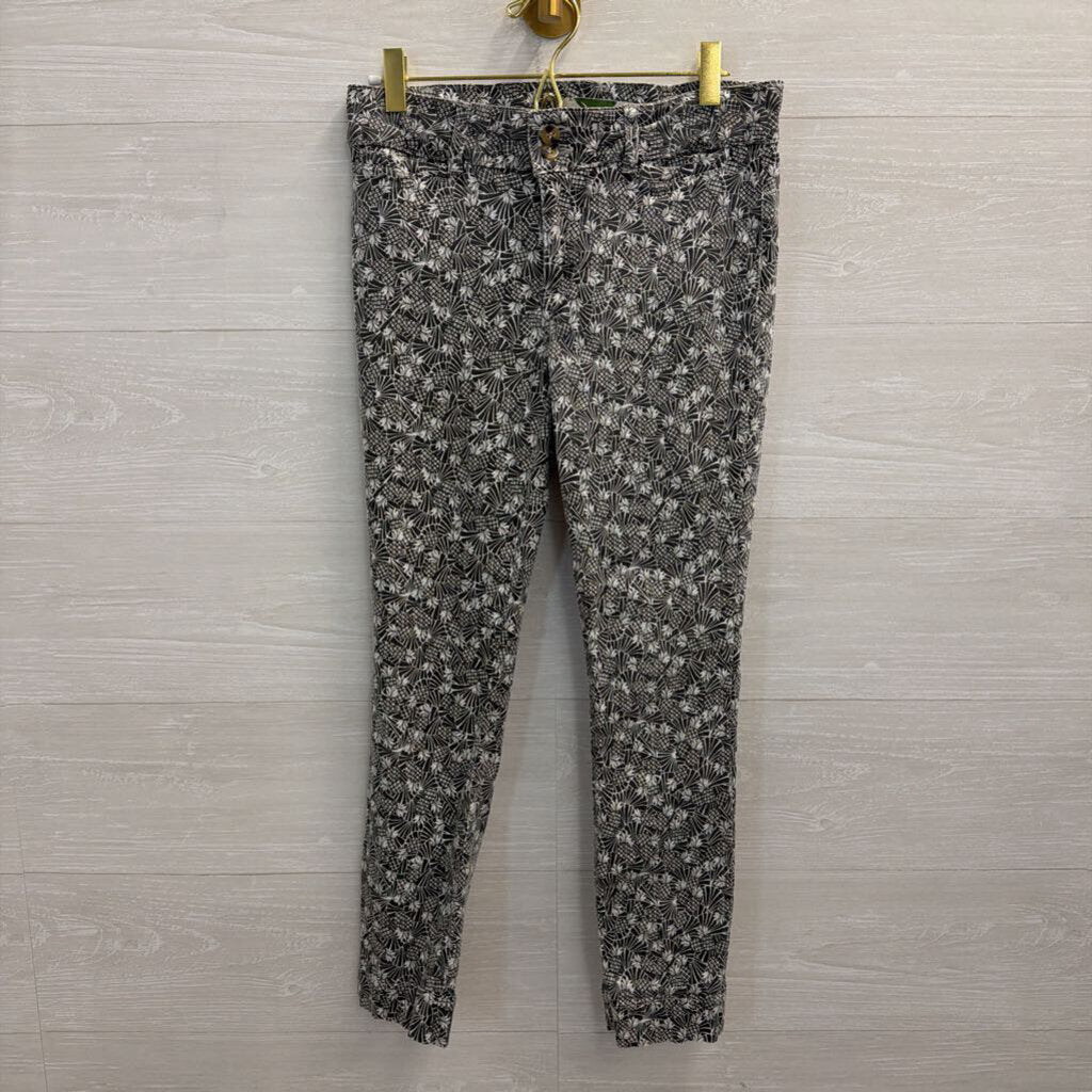 Anthropologie Grey/ White The Essential Slim Pineapple Print Trouser Pants 6