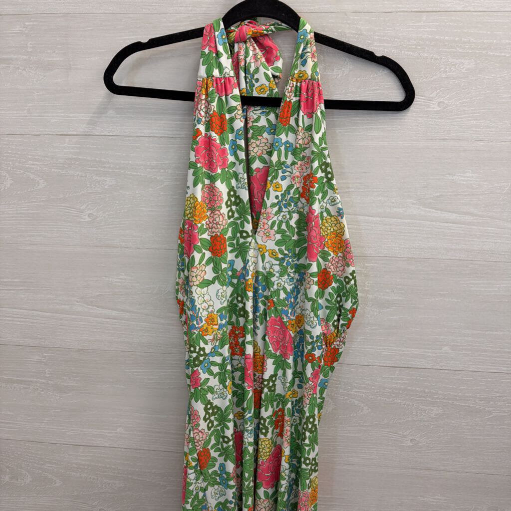 Smith and Quinn White/ Multi Floral Print Halter Neck Maxi Dress Medium