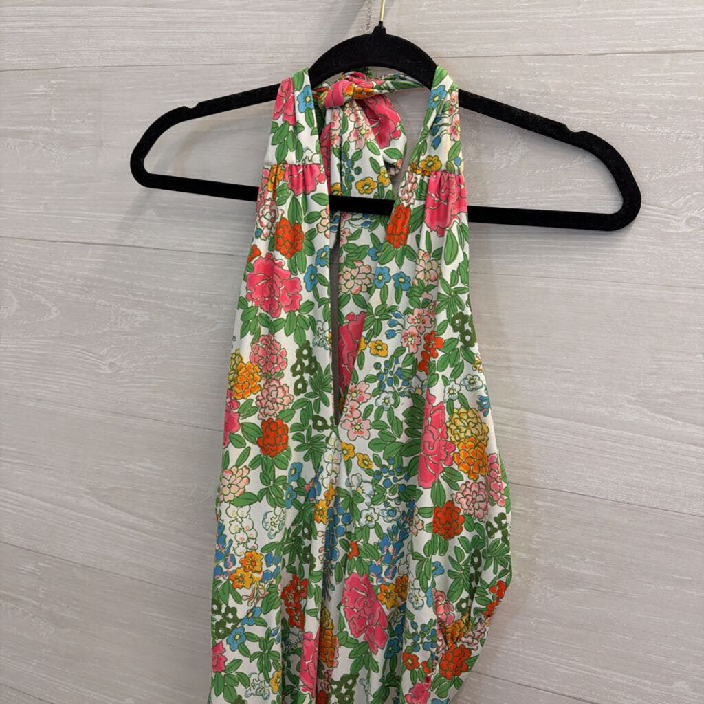 Smith and Quinn White/ Multi Floral Print Halter Neck Maxi Dress Medium