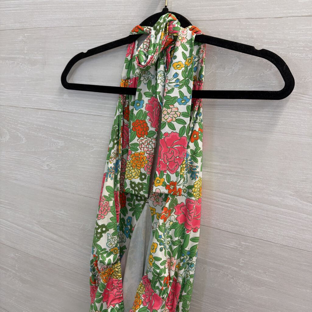 Smith and Quinn White/ Multi Floral Print Halter Neck Maxi Dress Medium