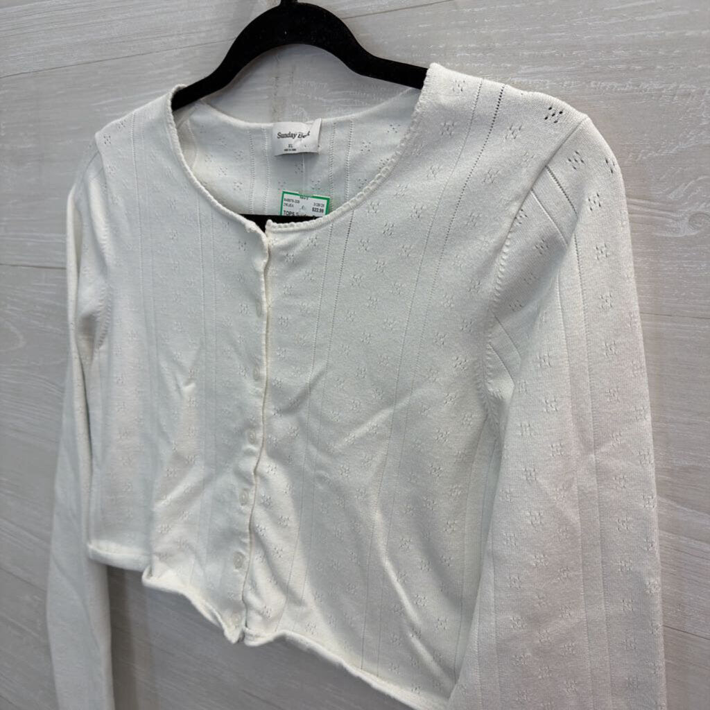 Sunday Best White Cropped Cardigan Sweater Extra Large