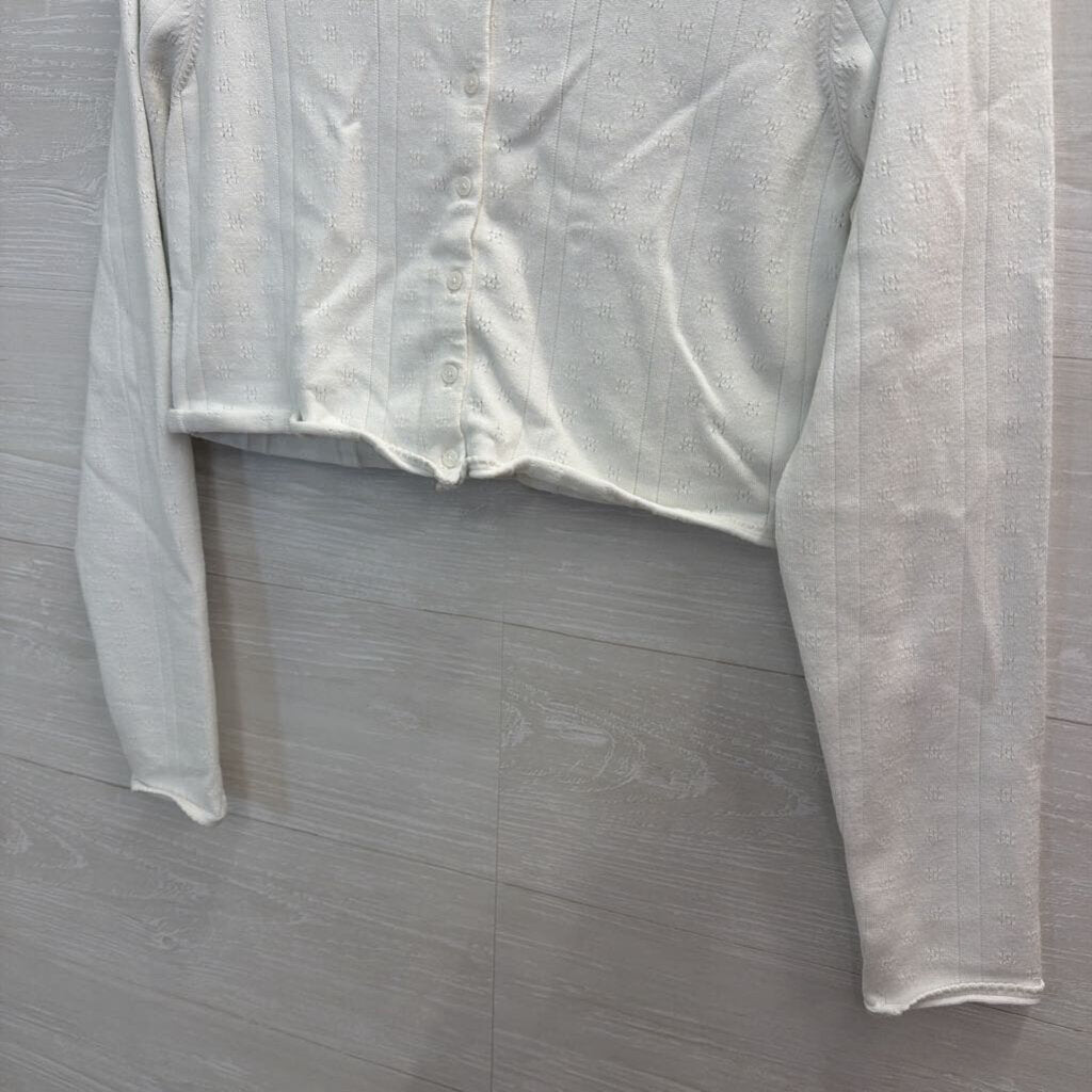 Sunday Best White Cropped Cardigan Sweater Extra Large