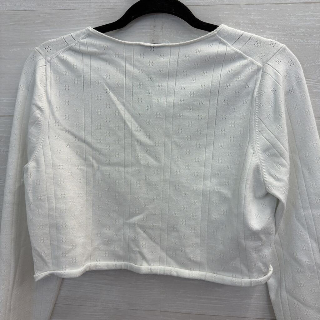 Sunday Best White Cropped Cardigan Sweater Extra Large