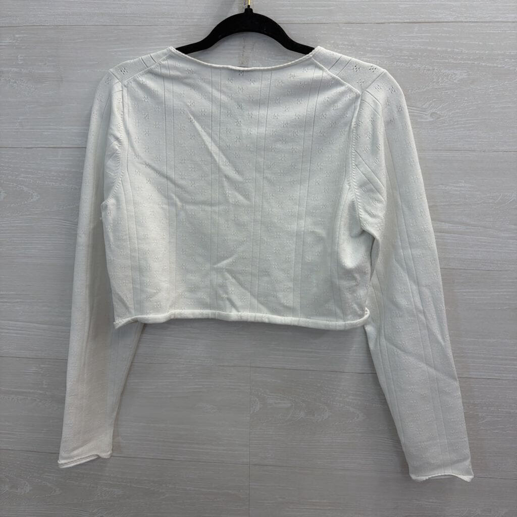 Sunday Best White Cropped Cardigan Sweater Extra Large