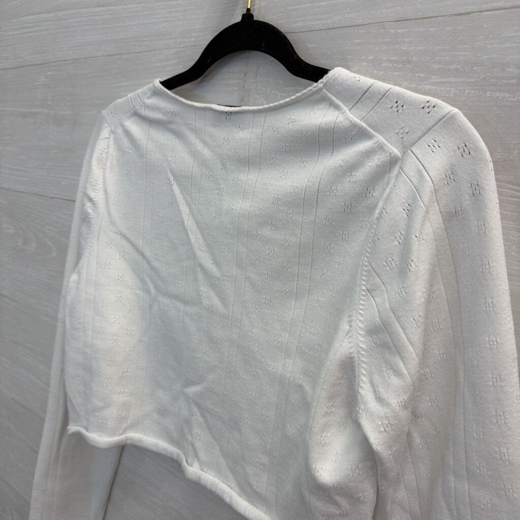 Sunday Best White Cropped Cardigan Sweater Extra Large