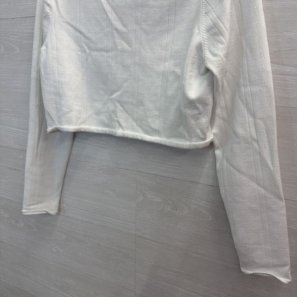 Sunday Best White Cropped Cardigan Sweater Extra Large