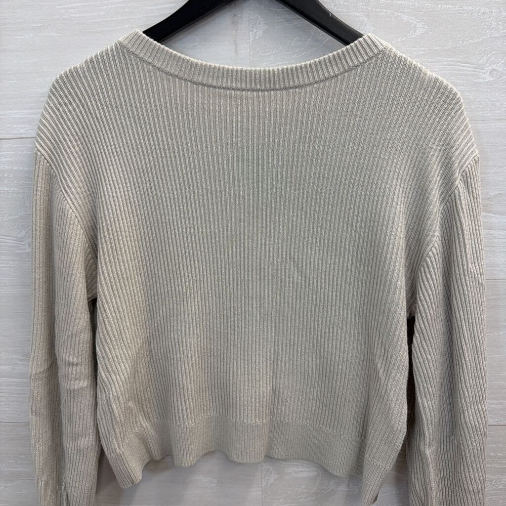 Lululemon Beige Ribbed Cropped Long Sleeve Sweater Top 6