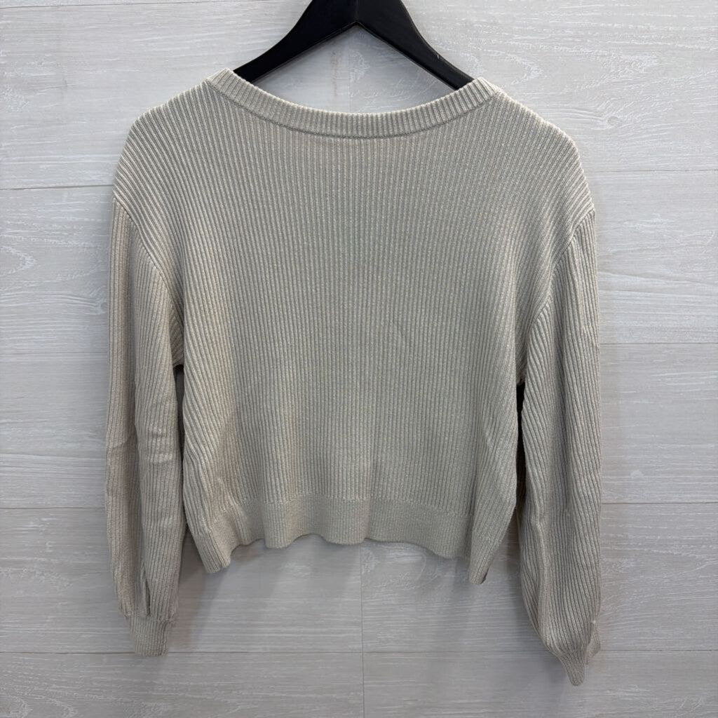 Lululemon Beige Ribbed Cropped Long Sleeve Sweater Top 6