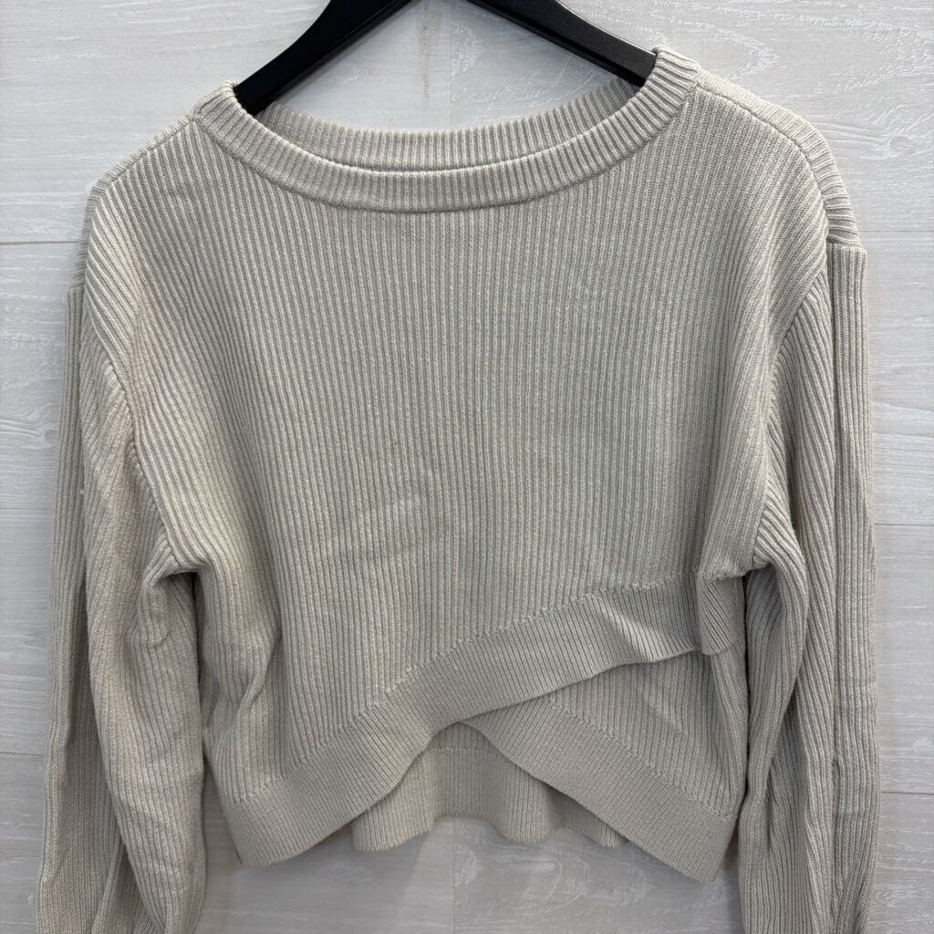 Lululemon Beige Ribbed Cropped Long Sleeve Sweater Top 6