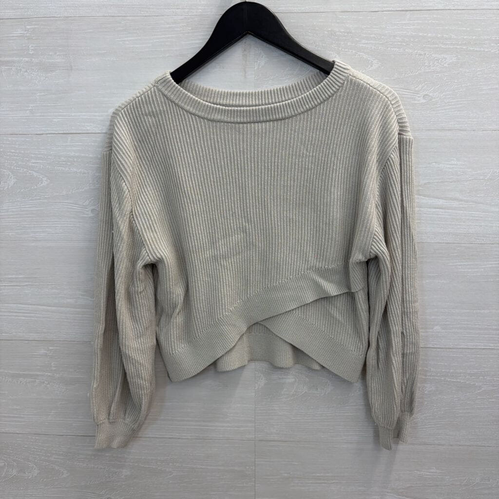 Lululemon Beige Ribbed Cropped Long Sleeve Sweater Top 6