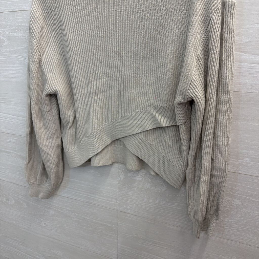 Lululemon Beige Ribbed Cropped Long Sleeve Sweater Top 6