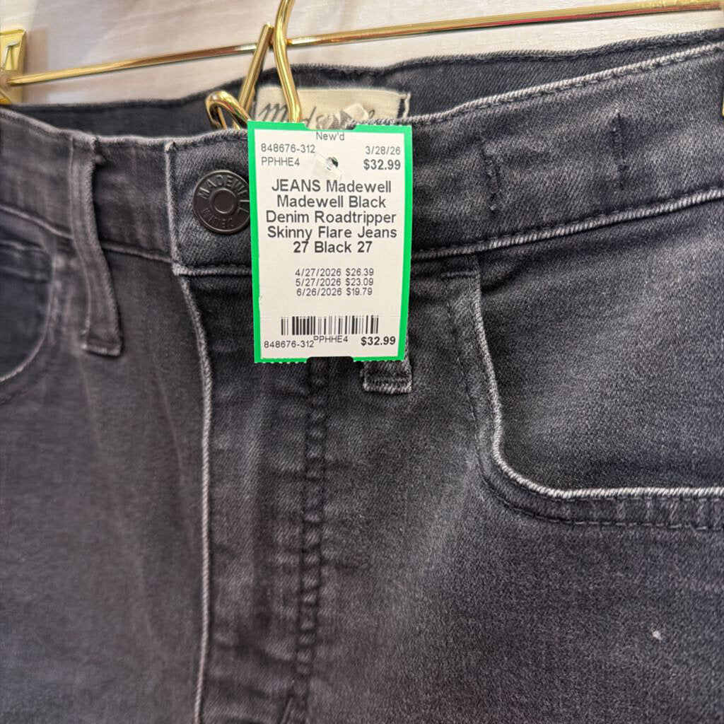 Madewell Black Denim Roadtripper Skinny Flare Jeans 27