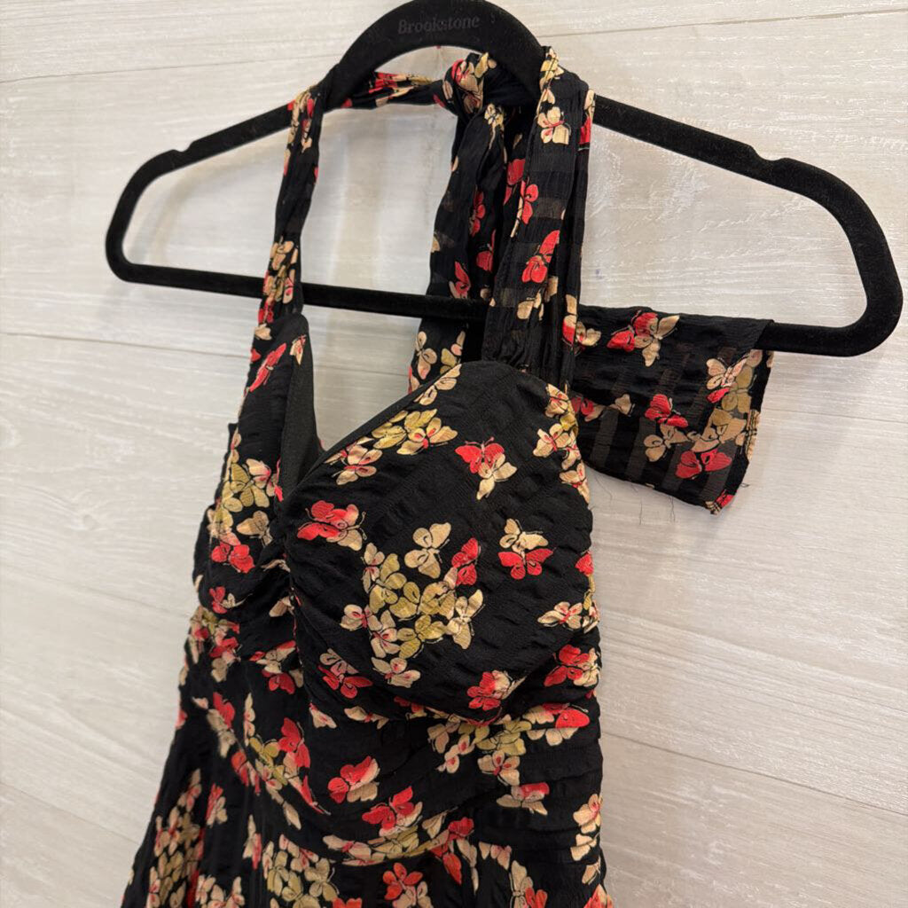 Betsey Johnson Black/ Multi Butterfly Print Halter Mini Dress 4