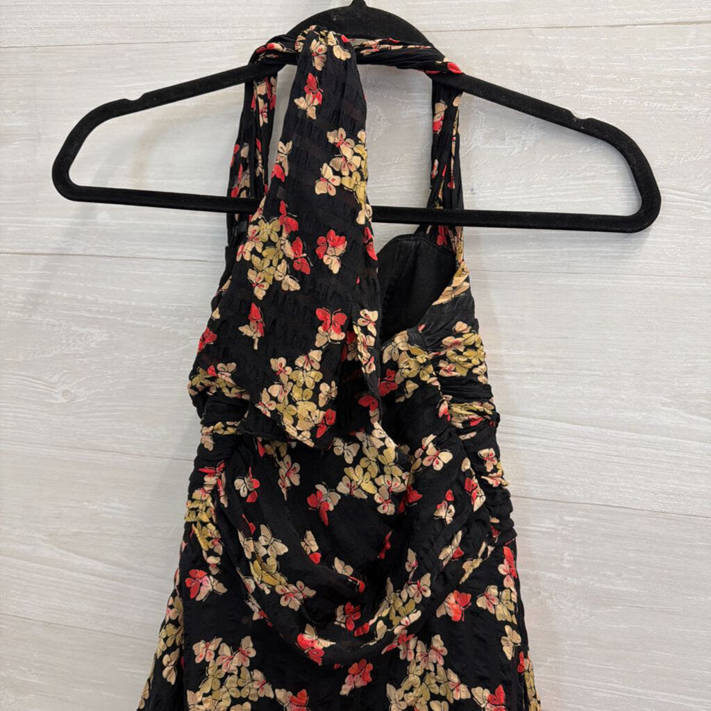 Betsey Johnson Black/ Multi Butterfly Print Halter Mini Dress 4