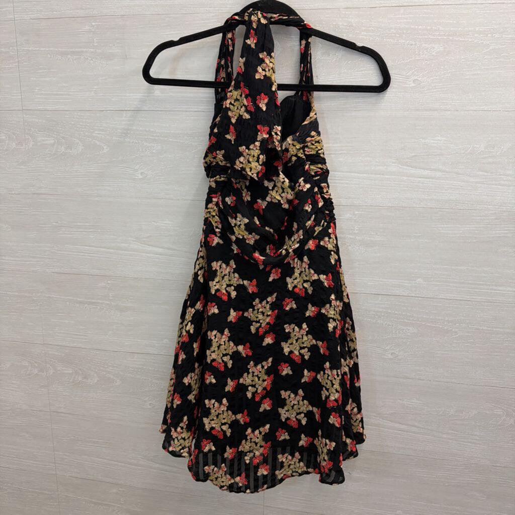 Betsey Johnson Black/ Multi Butterfly Print Halter Mini Dress 4