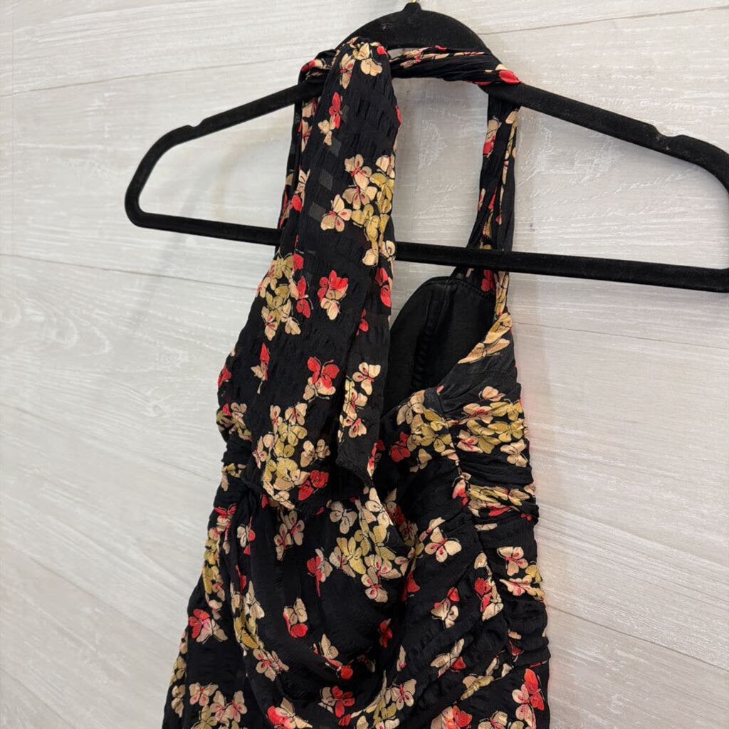Betsey Johnson Black/ Multi Butterfly Print Halter Mini Dress 4