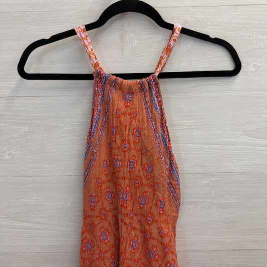 Intimately Free People Orange/ Multi Print High Neck Mini Dress Extra Small