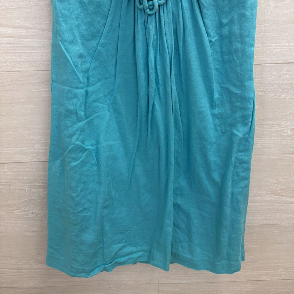 Trina Turk Blue 100% Cotton Halter Neck Dress Small