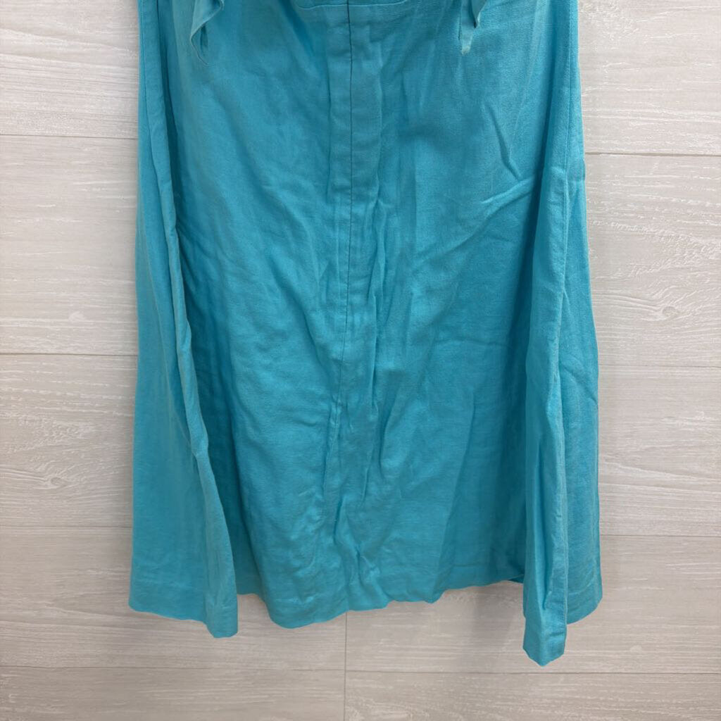 Trina Turk Blue 100% Cotton Halter Neck Dress Small